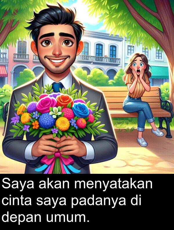 padanya: Saya akan menyatakan cinta saya padanya di depan umum.