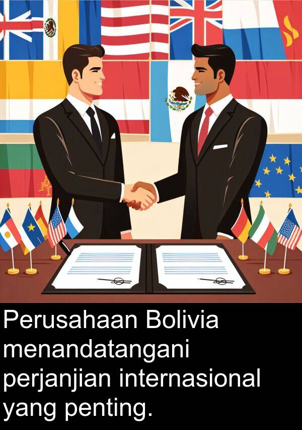 internasional: Perusahaan Bolivia menandatangani perjanjian internasional yang penting.