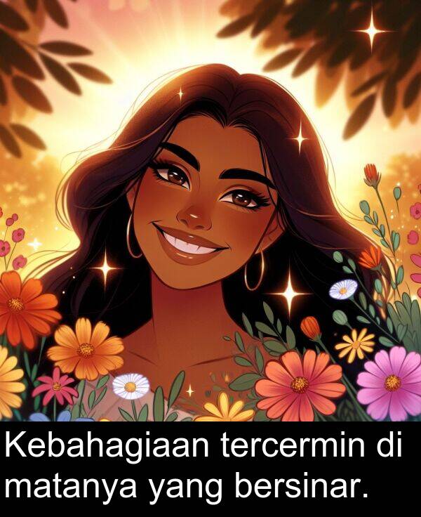 matanya: Kebahagiaan tercermin di matanya yang bersinar.