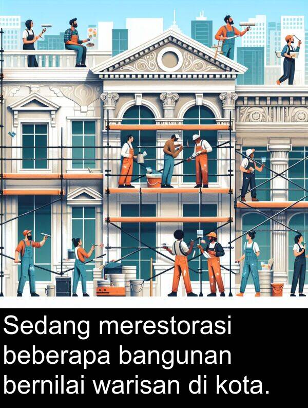 warisan: Sedang merestorasi beberapa bangunan bernilai warisan di kota.