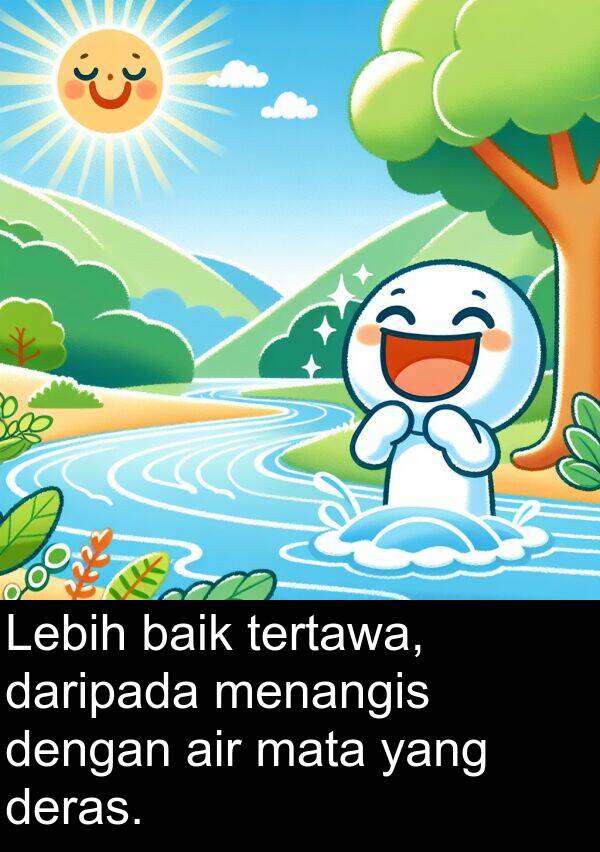 mata: Lebih baik tertawa, daripada menangis dengan air mata yang deras.