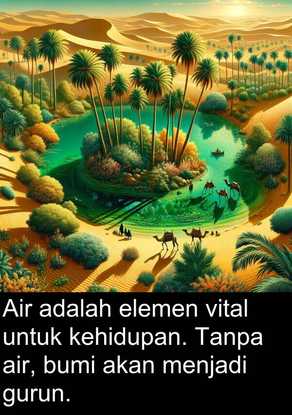 gurun: Air adalah elemen vital untuk kehidupan. Tanpa air, bumi akan menjadi gurun.