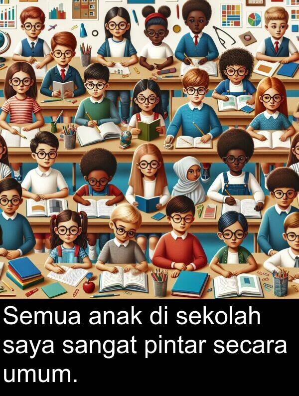 sekolah: Semua anak di sekolah saya sangat pintar secara umum.