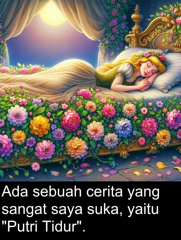 yaitu: Ada sebuah cerita yang sangat saya suka, yaitu "Putri Tidur".