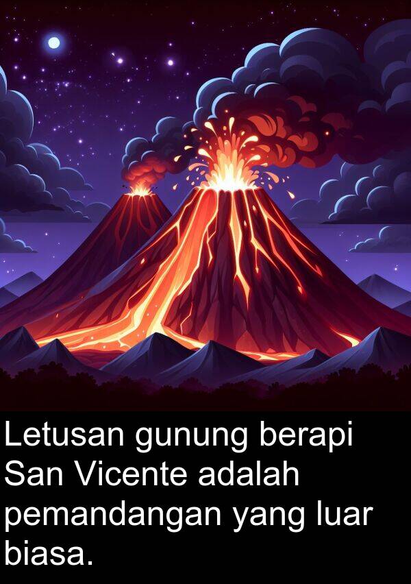 luar: Letusan gunung berapi San Vicente adalah pemandangan yang luar biasa.