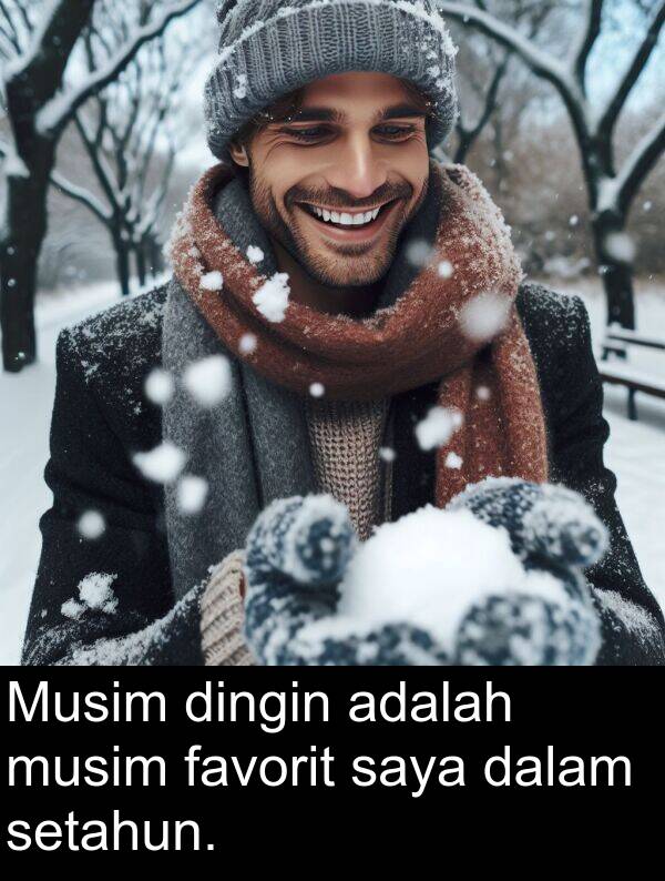 setahun: Musim dingin adalah musim favorit saya dalam setahun.