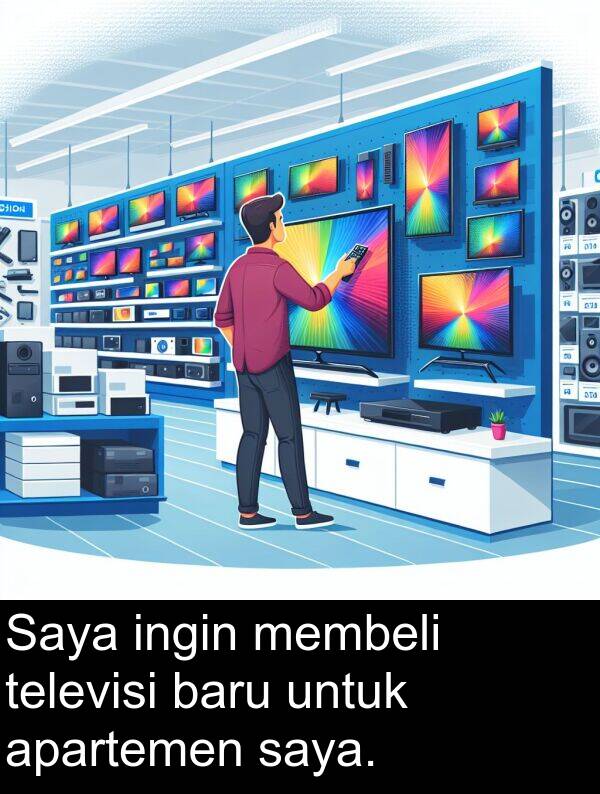 televisi: Saya ingin membeli televisi baru untuk apartemen saya.