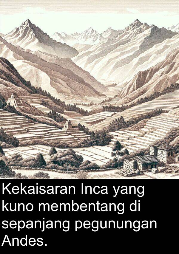sepanjang: Kekaisaran Inca yang kuno membentang di sepanjang pegunungan Andes.