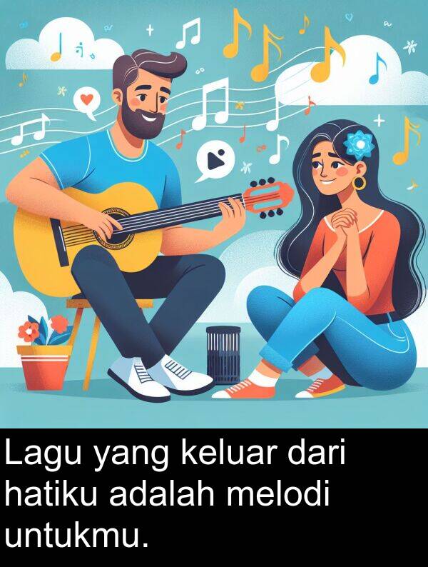 melodi: Lagu yang keluar dari hatiku adalah melodi untukmu.
