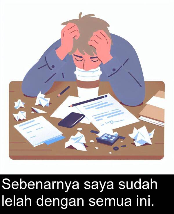 saya: Sebenarnya saya sudah lelah dengan semua ini.
