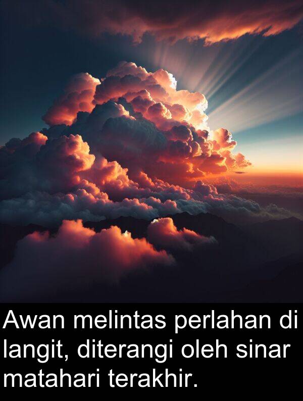 terakhir: Awan melintas perlahan di langit, diterangi oleh sinar matahari terakhir.