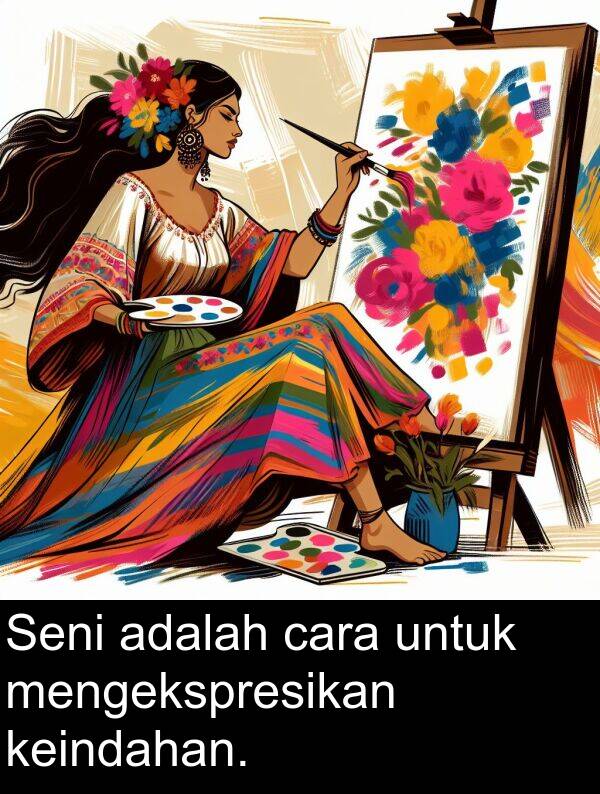 cara: Seni adalah cara untuk mengekspresikan keindahan.