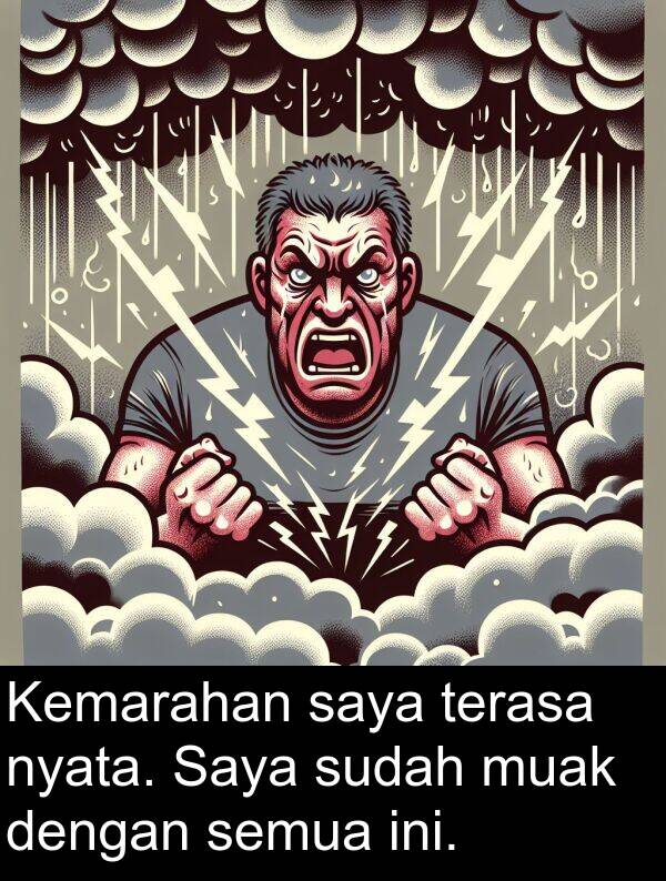nyata: Kemarahan saya terasa nyata. Saya sudah muak dengan semua ini.