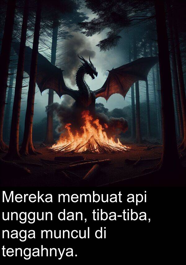 naga: Mereka membuat api unggun dan, tiba-tiba, naga muncul di tengahnya.