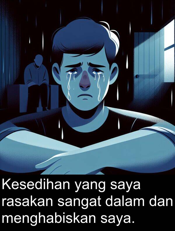 menghabiskan: Kesedihan yang saya rasakan sangat dalam dan menghabiskan saya.