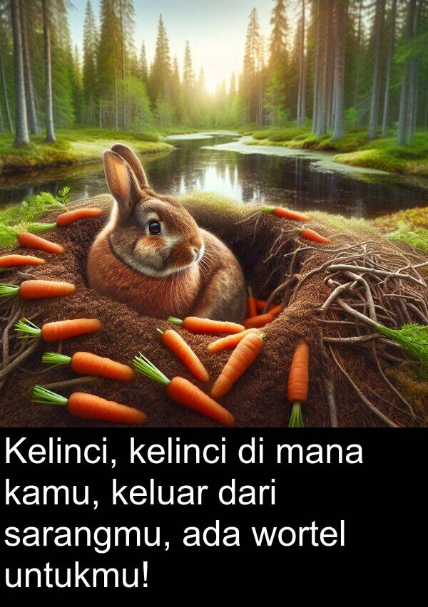 wortel: Kelinci, kelinci di mana kamu, keluar dari sarangmu, ada wortel untukmu!