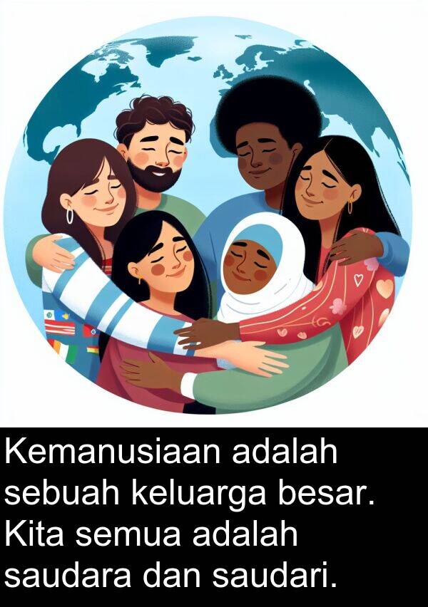 saudari: Kemanusiaan adalah sebuah keluarga besar. Kita semua adalah saudara dan saudari.