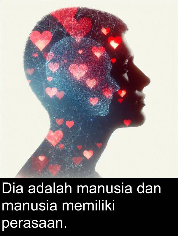 manusia: Dia adalah manusia dan manusia memiliki perasaan.
