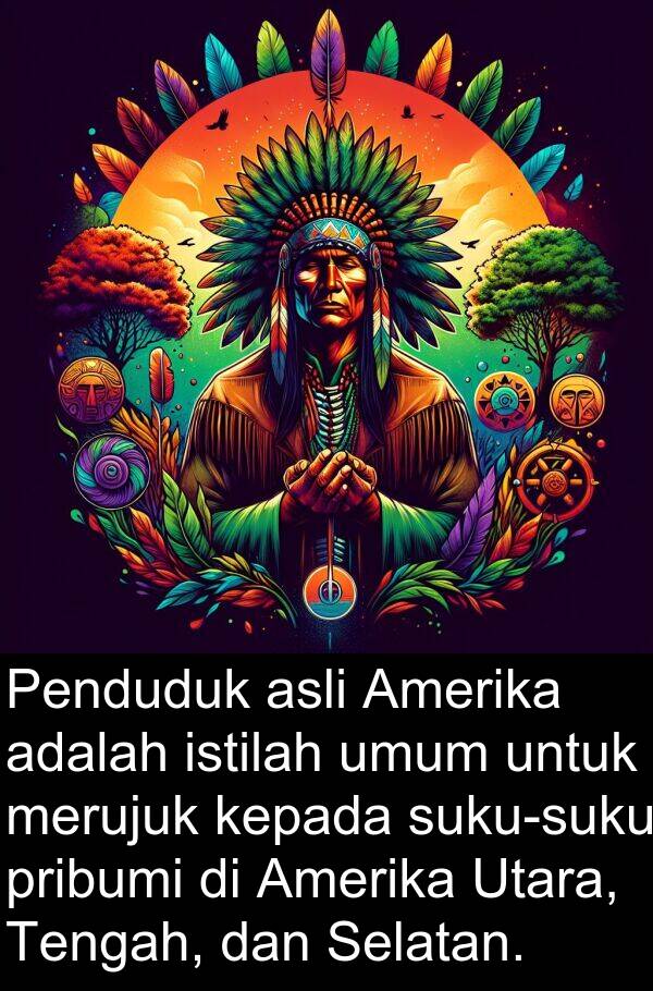 pribumi: Penduduk asli Amerika adalah istilah umum untuk merujuk kepada suku-suku pribumi di Amerika Utara, Tengah, dan Selatan.