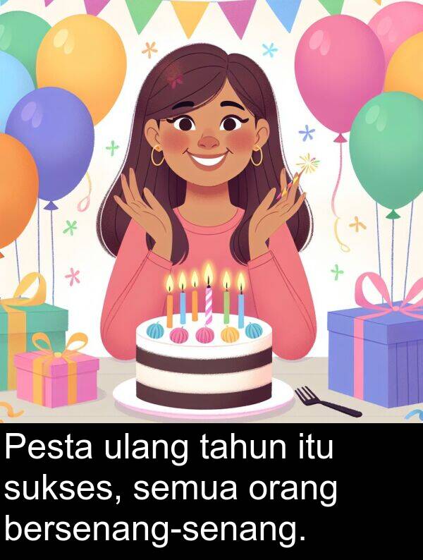 tahun: Pesta ulang tahun itu sukses, semua orang bersenang-senang.