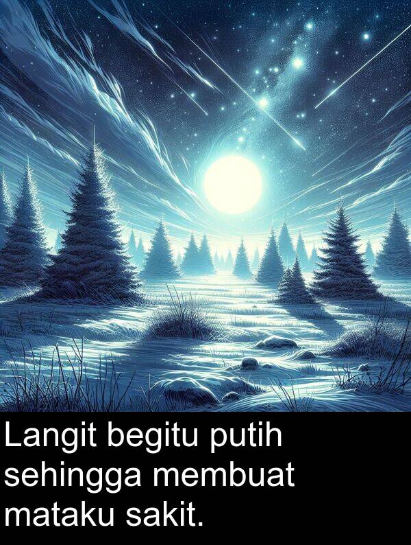 sakit: Langit begitu putih sehingga membuat mataku sakit.