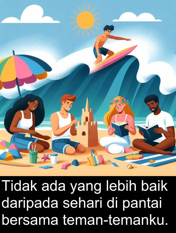 sehari: Tidak ada yang lebih baik daripada sehari di pantai bersama teman-temanku.
