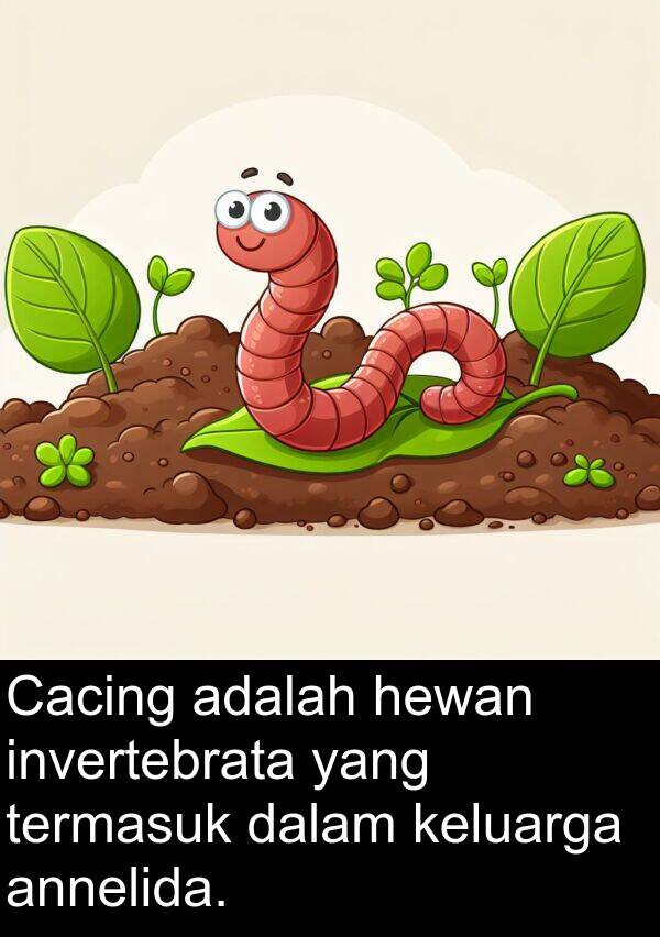 hewan: Cacing adalah hewan invertebrata yang termasuk dalam keluarga annelida.
