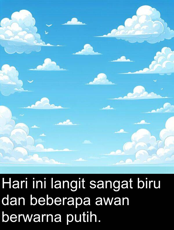langit: Hari ini langit sangat biru dan beberapa awan berwarna putih.