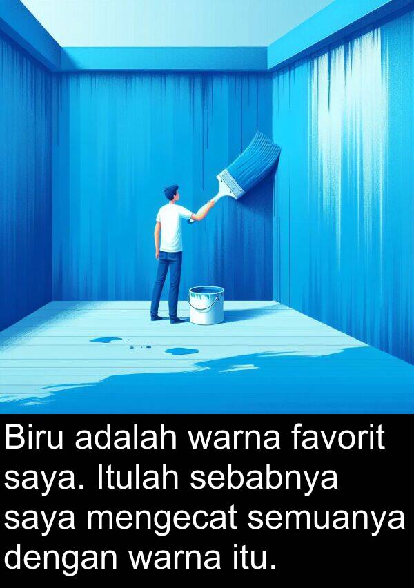 sebabnya: Biru adalah warna favorit saya. Itulah sebabnya saya mengecat semuanya dengan warna itu.