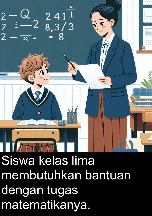 lima: Siswa kelas lima membutuhkan bantuan dengan tugas matematikanya.