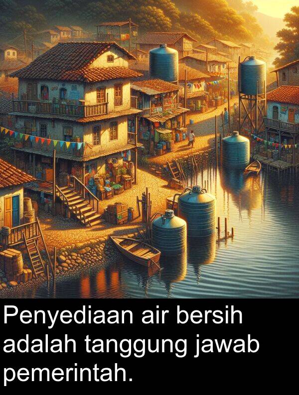 tanggung: Penyediaan air bersih adalah tanggung jawab pemerintah.