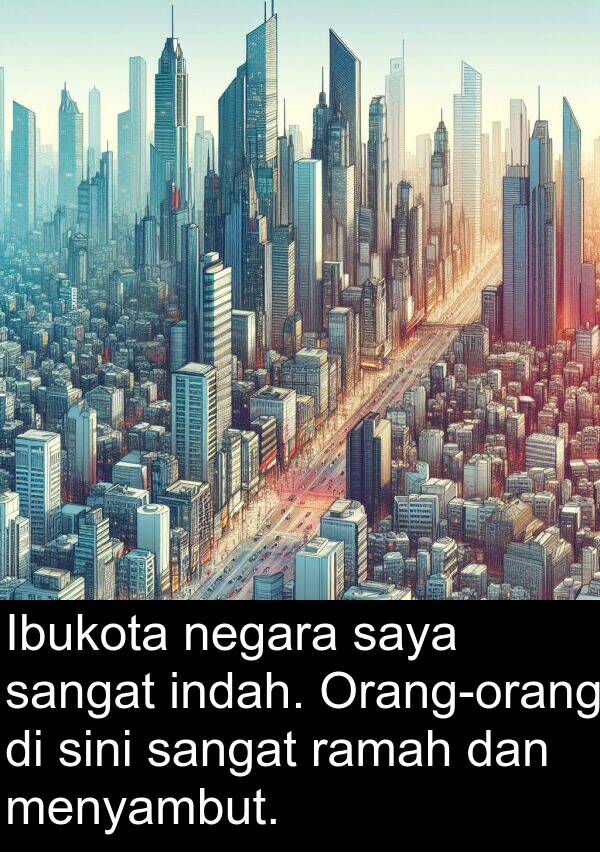 ramah: Ibukota negara saya sangat indah. Orang-orang di sini sangat ramah dan menyambut.