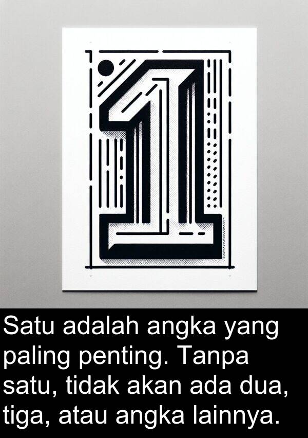 lainnya: Satu adalah angka yang paling penting. Tanpa satu, tidak akan ada dua, tiga, atau angka lainnya.