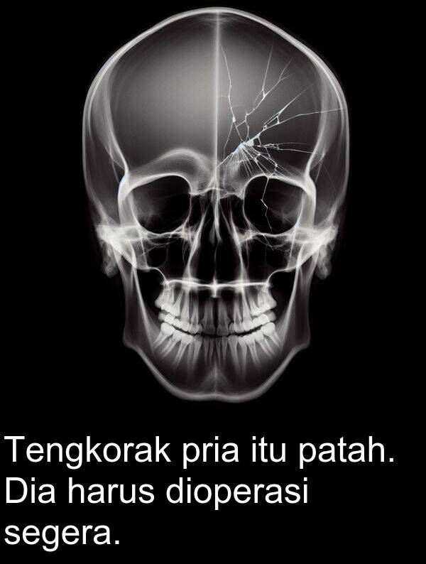 patah: Tengkorak pria itu patah. Dia harus dioperasi segera.
