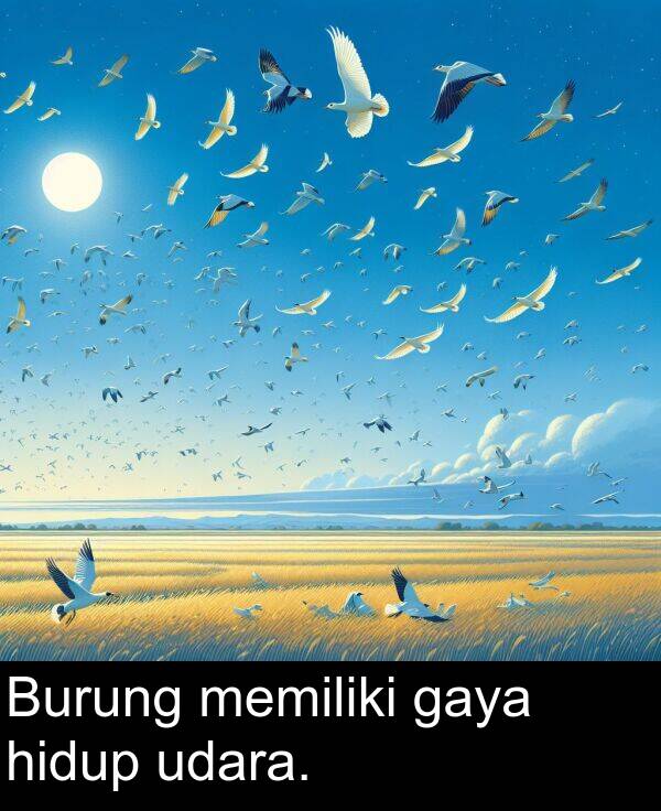 hidup: Burung memiliki gaya hidup udara.