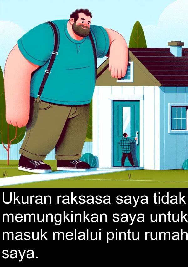 masuk: Ukuran raksasa saya tidak memungkinkan saya untuk masuk melalui pintu rumah saya.