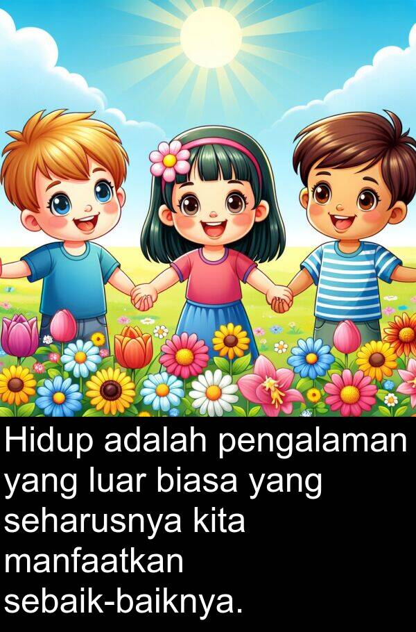 seharusnya: Hidup adalah pengalaman yang luar biasa yang seharusnya kita manfaatkan sebaik-baiknya.