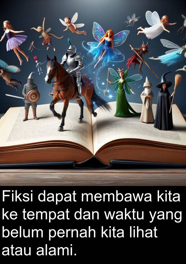 lihat: Fiksi dapat membawa kita ke tempat dan waktu yang belum pernah kita lihat atau alami.