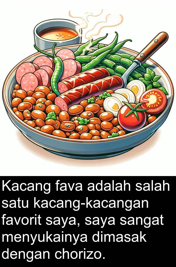 menyukainya: Kacang fava adalah salah satu kacang-kacangan favorit saya, saya sangat menyukainya dimasak dengan chorizo.