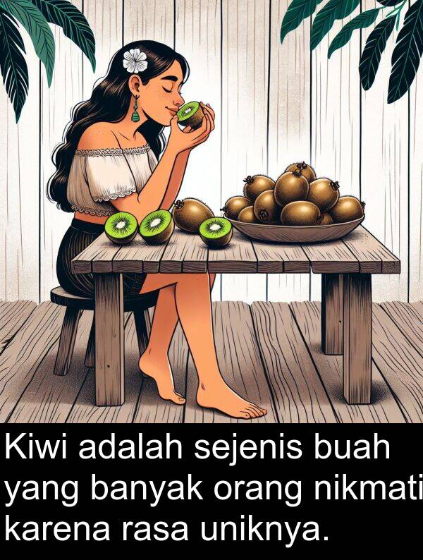 nikmati: Kiwi adalah sejenis buah yang banyak orang nikmati karena rasa uniknya.