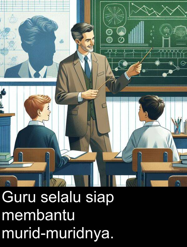 selalu: Guru selalu siap membantu murid-muridnya.