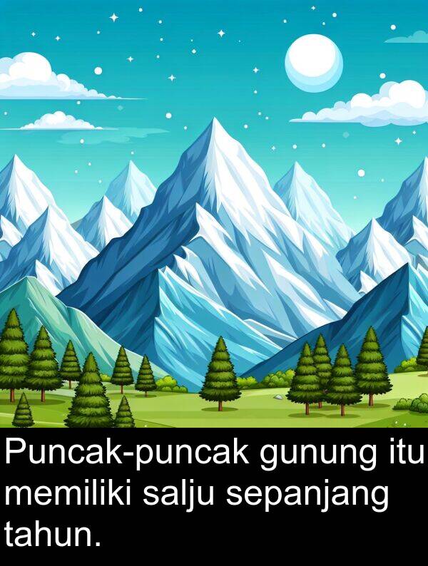tahun: Puncak-puncak gunung itu memiliki salju sepanjang tahun.