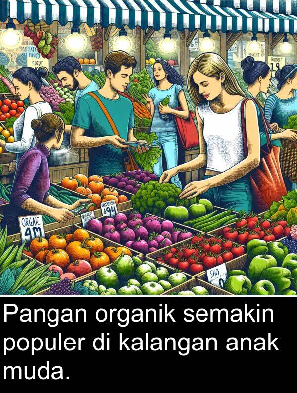 semakin: Pangan organik semakin populer di kalangan anak muda.