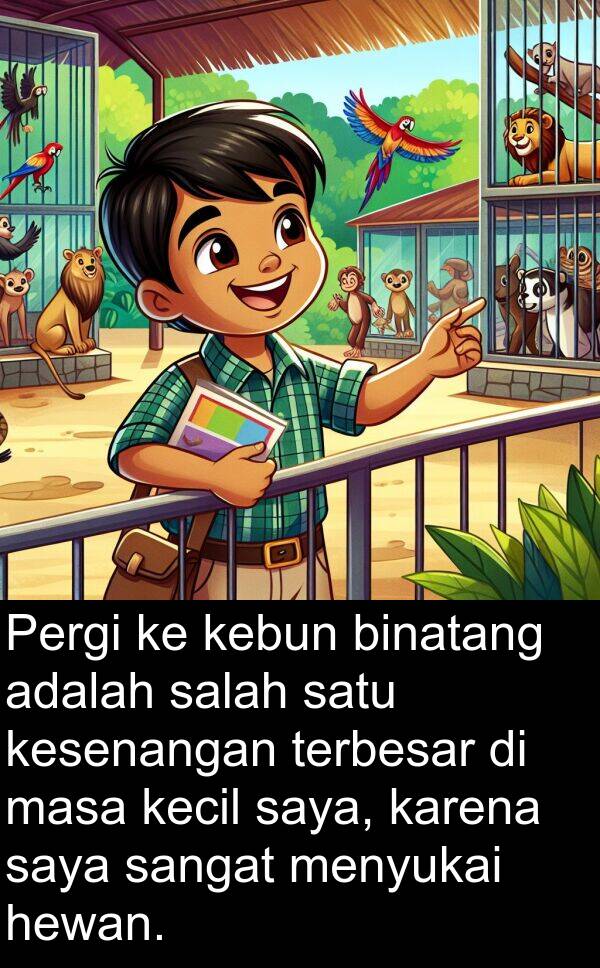 terbesar: Pergi ke kebun binatang adalah salah satu kesenangan terbesar di masa kecil saya, karena saya sangat menyukai hewan.
