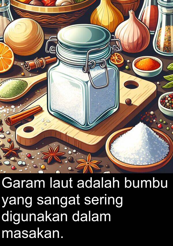 sering: Garam laut adalah bumbu yang sangat sering digunakan dalam masakan.
