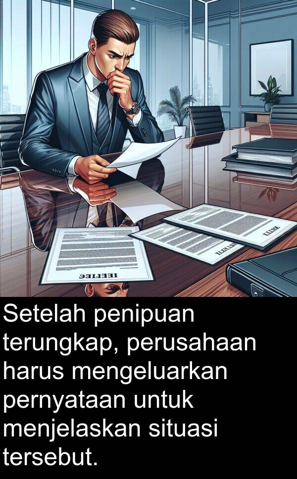 mengeluarkan: Setelah penipuan terungkap, perusahaan harus mengeluarkan pernyataan untuk menjelaskan situasi tersebut.