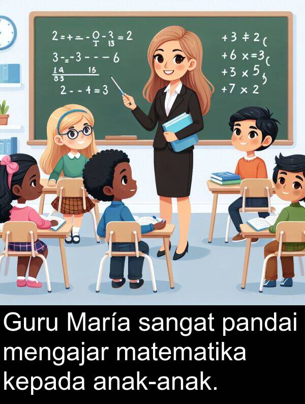 matematika: Guru María sangat pandai mengajar matematika kepada anak-anak.