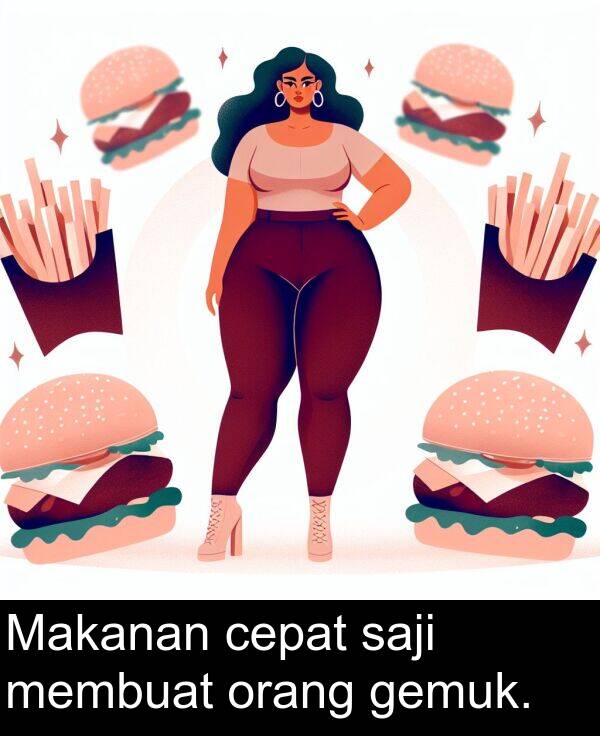 saji: Makanan cepat saji membuat orang gemuk.