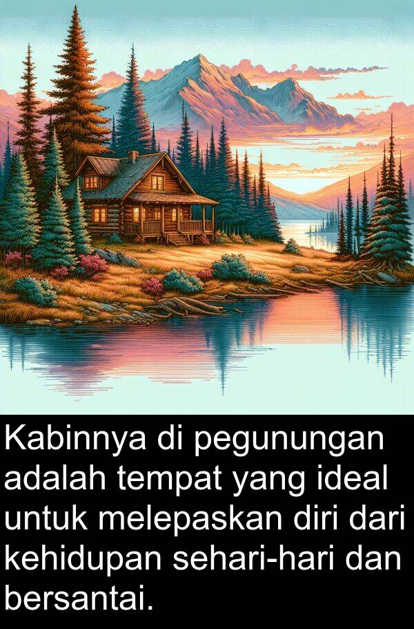 ideal: Kabinnya di pegunungan adalah tempat yang ideal untuk melepaskan diri dari kehidupan sehari-hari dan bersantai.