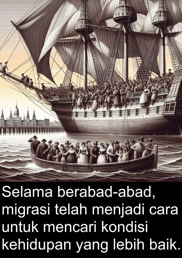 cara: Selama berabad-abad, migrasi telah menjadi cara untuk mencari kondisi kehidupan yang lebih baik.